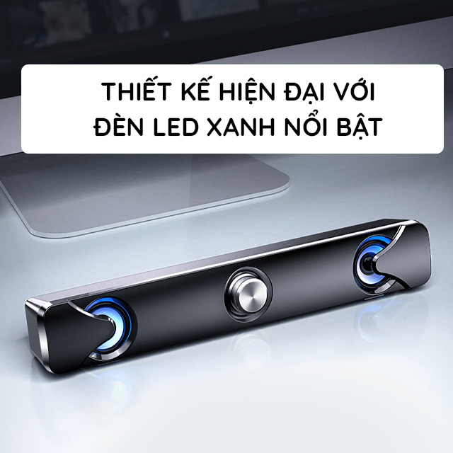 Loa máy tính sada v110, loa thanh nhỏ có đèn led, cáp âm thanh 3.5mm, có dây, hỗ trợ usb, dùng cho tv, pc, điện thoại, máy tính bảng, máy tính xách tay