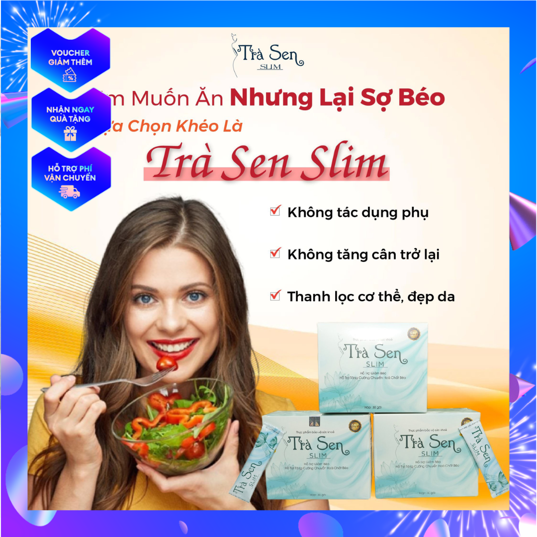 Combo 3 hộp trà sen slim giảm mỡ giảm cân, mỗi hộp 30 gói