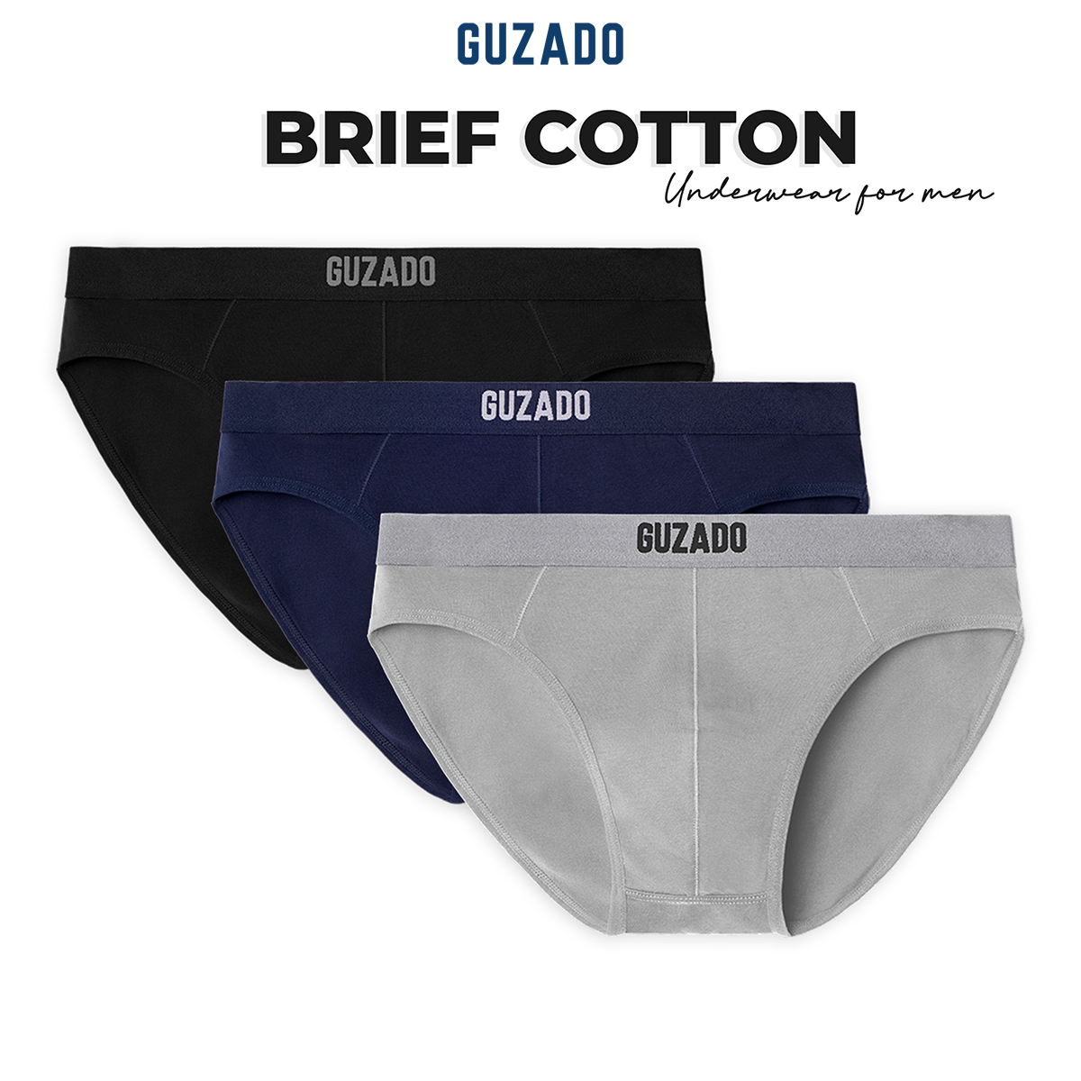Quần lót tam giác, Quần ship nam Guzado, Brief Chất Cotton Mềm Mịn, Kháng Khuẩn Cực Tốt, Co Giãn Thoải Mái GBF01