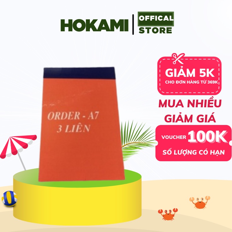 Sổ order 3 liên cacbon dày - 100 tờ/ quyển - văn phòng phẩm hokami store