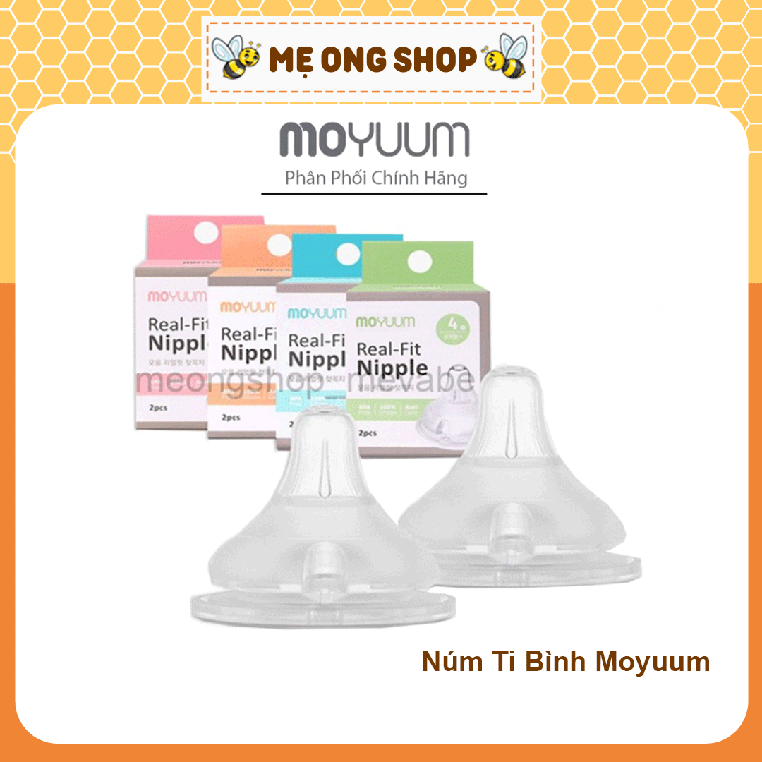 Núm ti bình sữa Moyuum Chính Hãng siêu mềm Hàn Quốc lắp vừa các bình Pigeon, Avent, Grosmimi