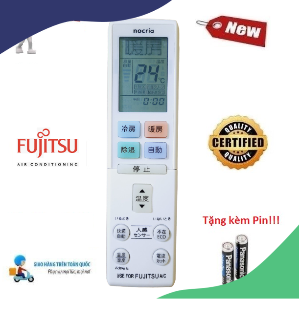 Remote Điều khiển điều hòa Fujitsu hàng nội địa, nhật bãi- Hàng loại tốt mới 100% Tặng kèm Pin
