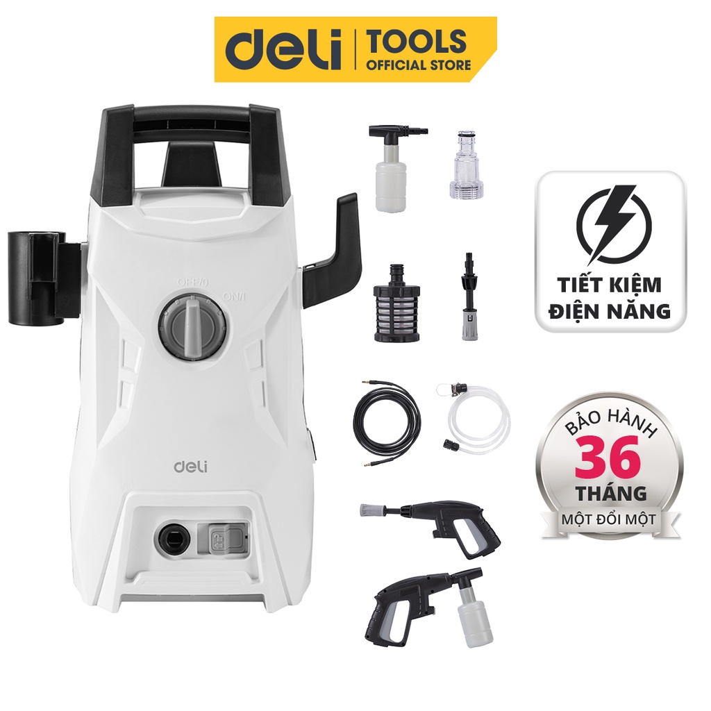 Máy xịt rửa deli áp lực cao - bảo hành 36 tháng - phun rửa đa năng, tối đa g suất, tiết kiệm điện năng - dáng đứng - dl882101