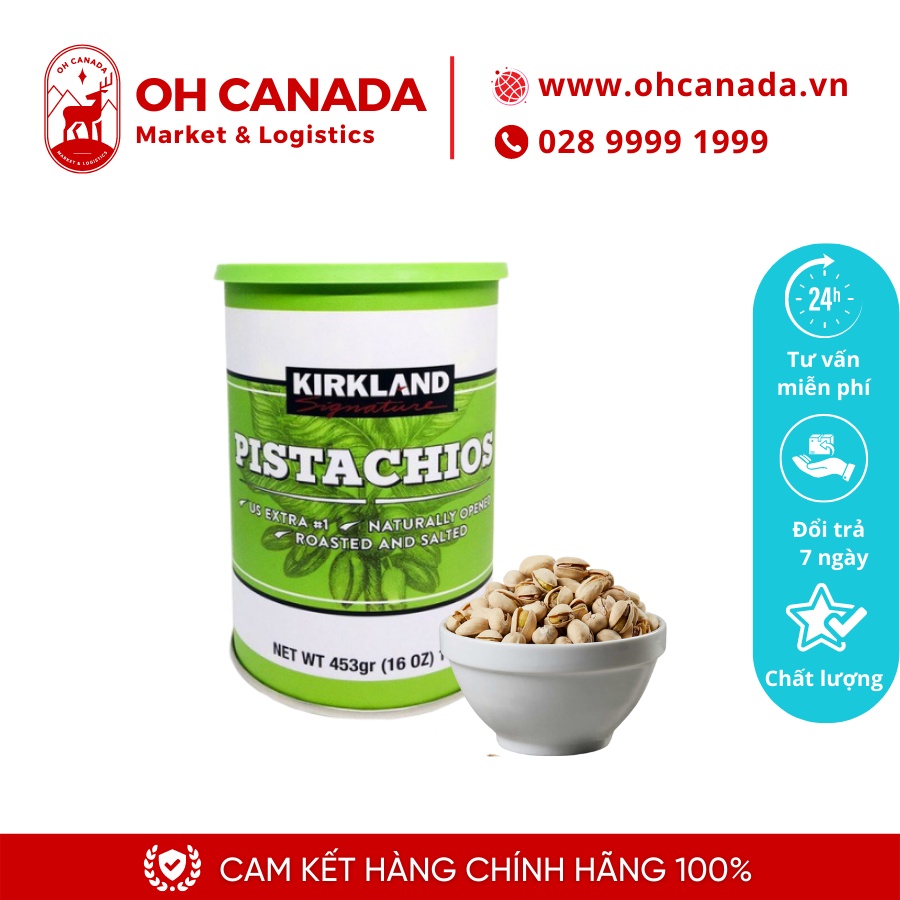 Hạt dẻ cười nguyên vỏ Kirkland Signature Pistachios 453g