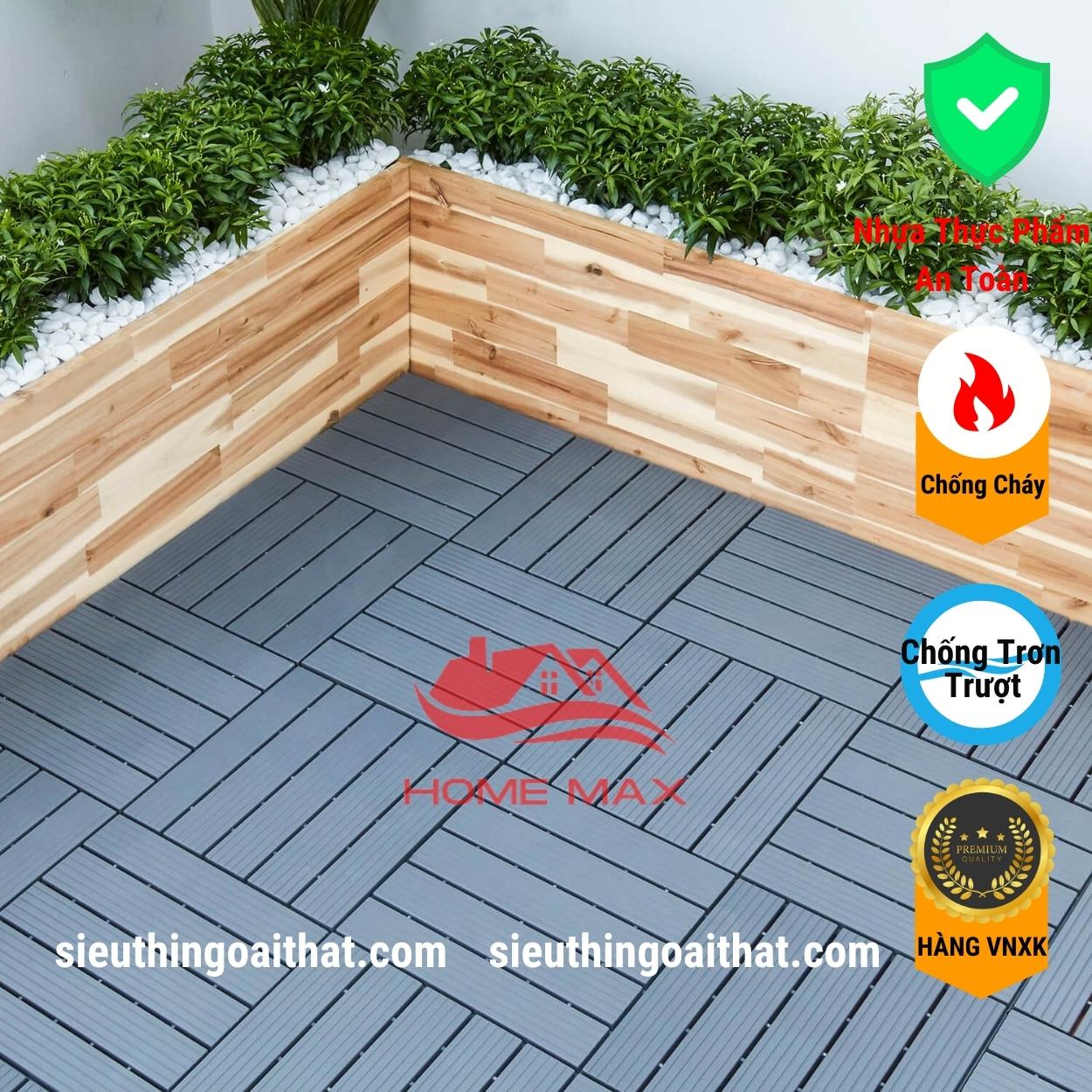 9 Tấm Vỉ Nhựa Lót Sàn 5 Nan Giả Gỗ. Chuyên Dụng Lót Sàn Ban Công/Nhà Tắm/Hồ Bơi/Sân Vườn (30x30xCao 2cm). Nhựa Thực Phẩm Cao Cấp PP Không Độc Hại, Bền Màu - Hàng VNXK (Loại 1)