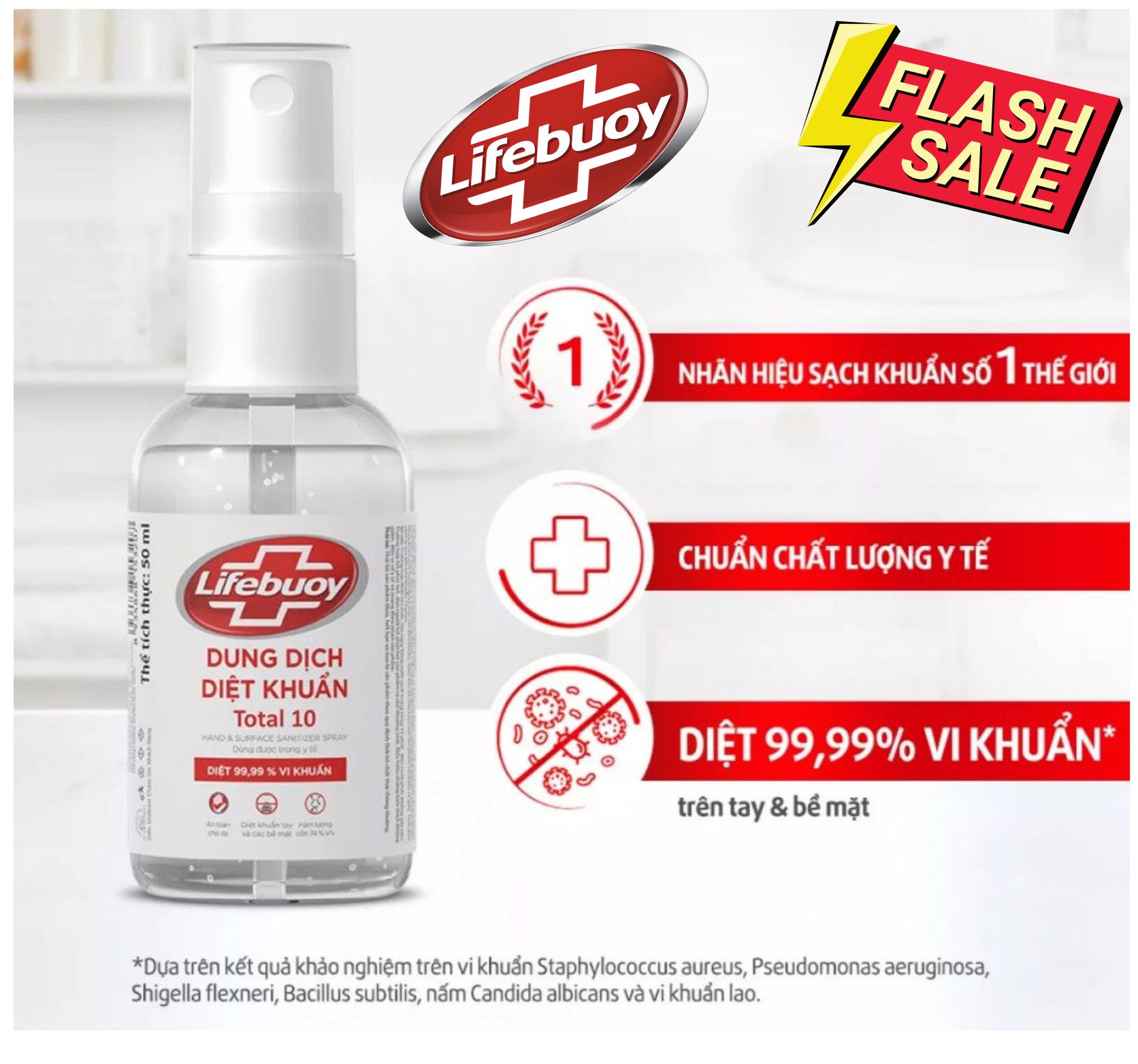 🔥💯💥[Hàng có sẵn] Chai Xịt Diệt Khuẩn Rửa Tay Khô Lifebuoy Bảo Vệ Toàn Diện 50ml