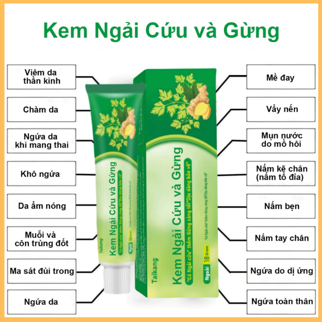 Kem Ngại Cúu và Gừng - Chăm sóc da khô và thâm, dưỡng ẩm, làm mờ vết thâm, giảm ngứa, kháng khuẩn, dưỡng trắng da, phù hợp cho da nhạy cảm và da thường.