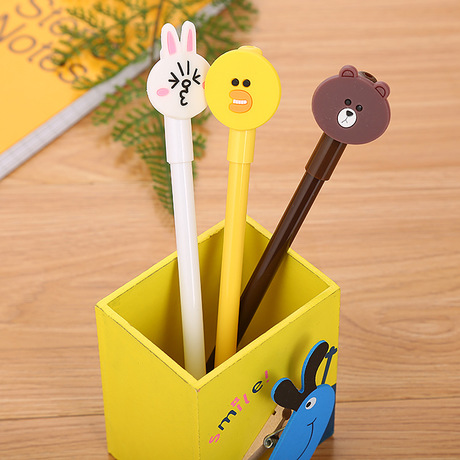 Combo 3 bút bi nước gấu line silicon cute