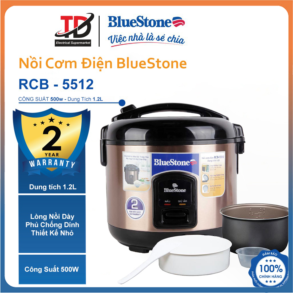  Nồi cơm điện Bluestone RCB-5512 Dung Tích 1.2Lit - 500W Bảo hành chính hãng 2 Năm 