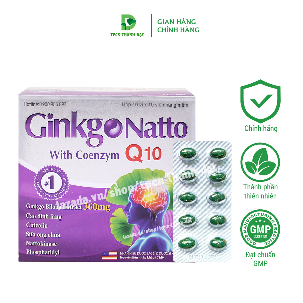 Viên uống bổ não GINKGO NATTO Q10 360mg hỗ trợ hoạt huyết dưỡng não