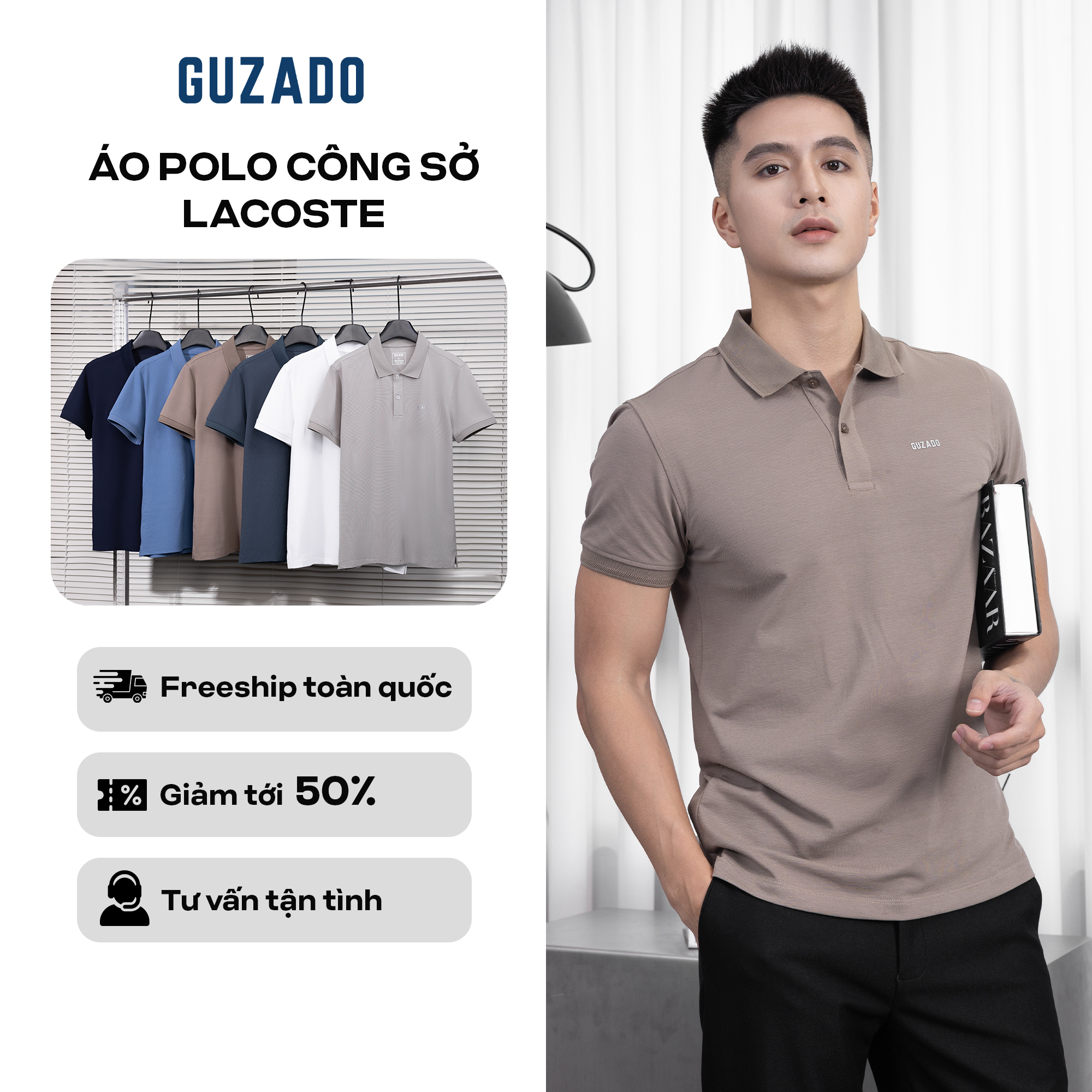 Áo Polo Nam GUZADO Chất Vải Cotton Cao Cấp Dày Dặn Form Dáng Regular Fit Thời Trang Trẻ Trung Thanh Lịch GPS2502