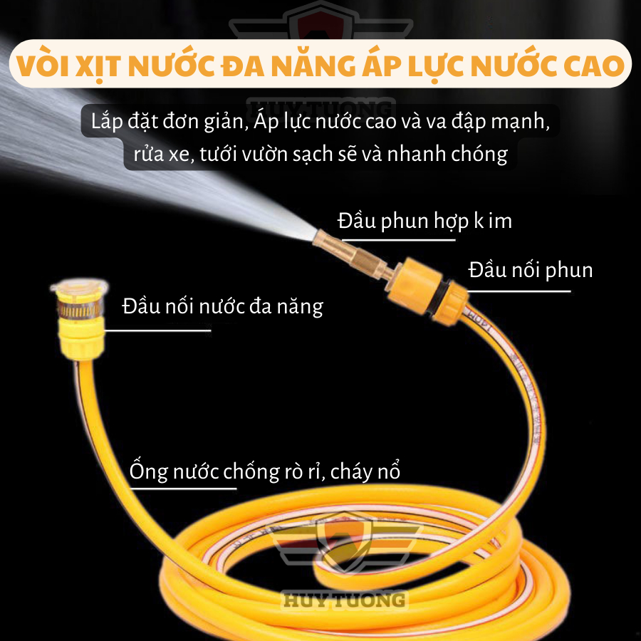 Vòi xịt nước tăng áp rửa xe tưới cây, vòi áp suất cao rửa sạch tưới cây trồng - Huy Tưởng