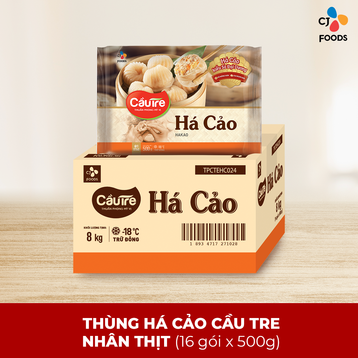 Thùng 16 gói há cảo cầu tre nhân thịt