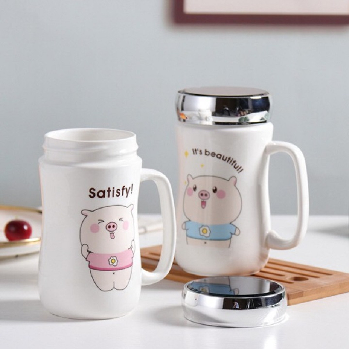 Cốc ly sứ giữ nhiệt có nắp đậy