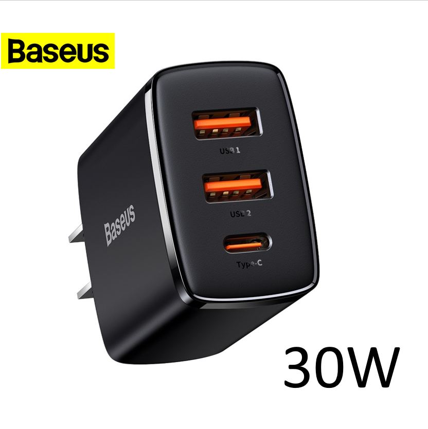 Củ sạc nhanh 3 cổng 30w baseus ccxj-c01 2u + c cốc nhỏ gọn cao cấp dùng cho smartphone máy tính bảng