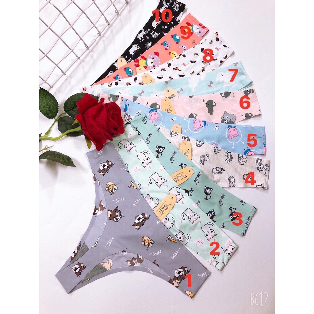 Combo 10 quần lót đúc su lọt khe họa tiết không đường may 013