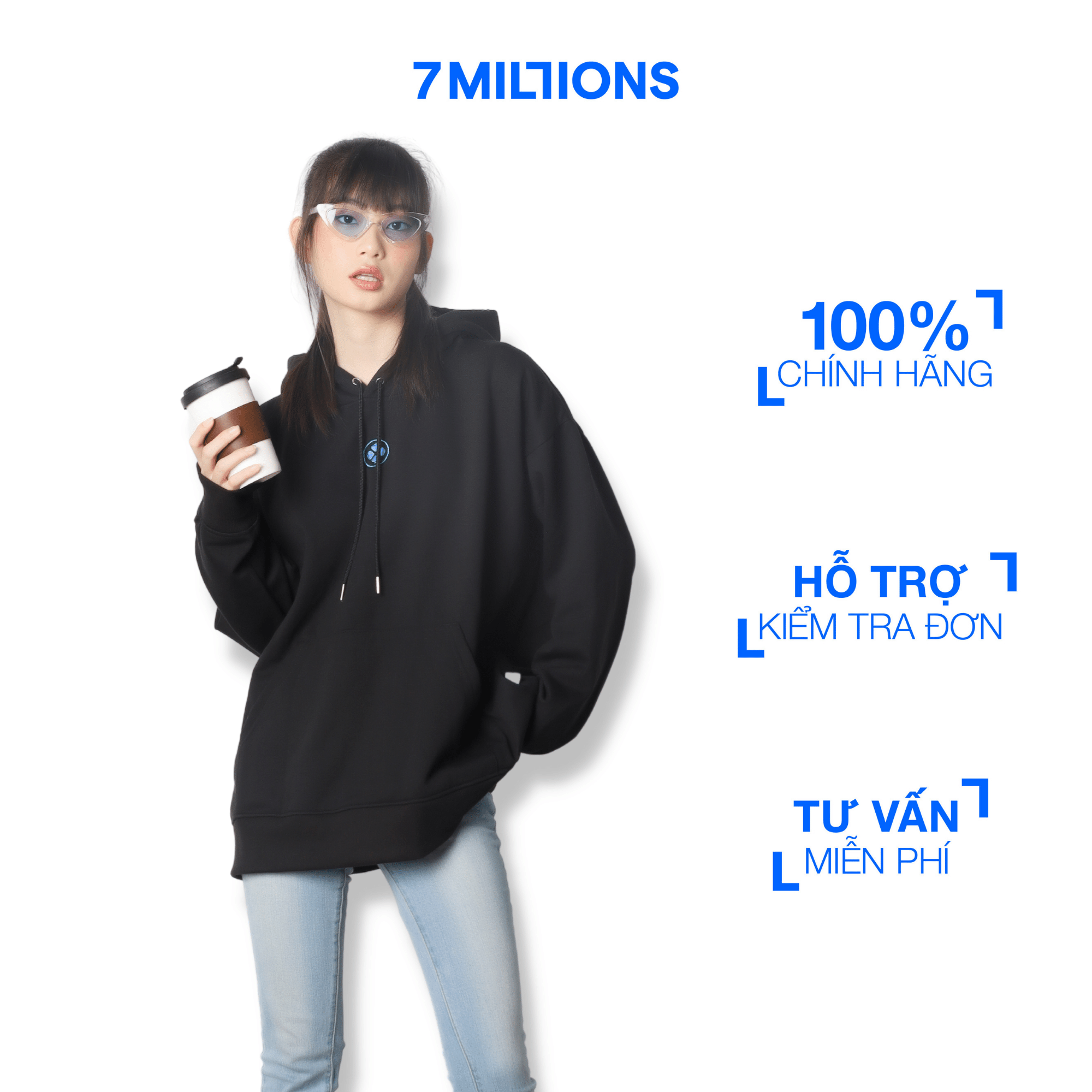 7MILLIONS Hoodie Essential+ / Màu đen / Đi kèm Box