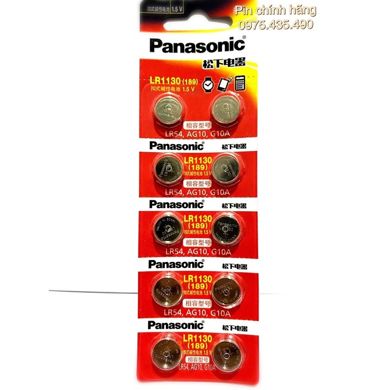 Pin LR1130 / LR54 / AG10 Panasonic Alkaline 1.5Volt Vỉ 10 Viên
