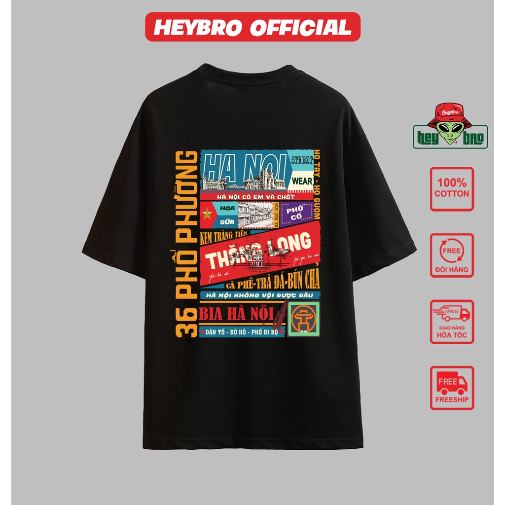 Luckáo thun unisex nam nữ hà nội 36 phố phường tay lỡ form rộng local brand heybro phong cách genz