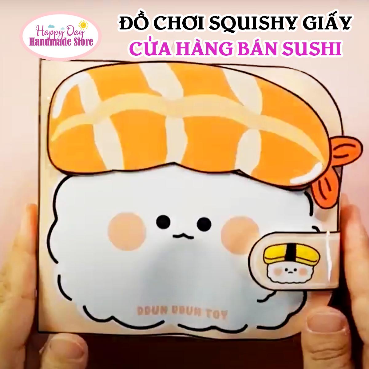 Squishy giấy - ngôi nhà búp bê giấy nhồi bông sushi - diy set giấy tự làm - đồ chơi cho bé