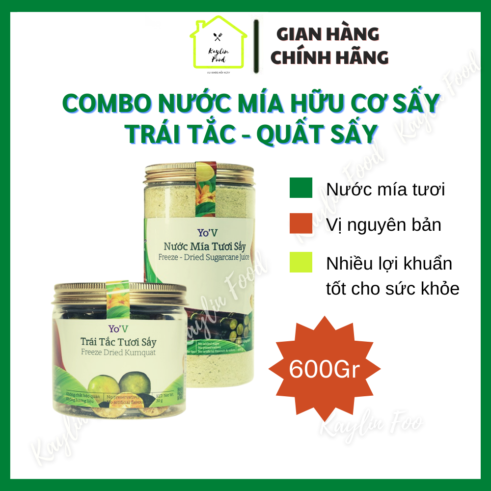 Combo Nước Mía Tươi Sấy 600g và Tắc Sấy 30g Vinamit