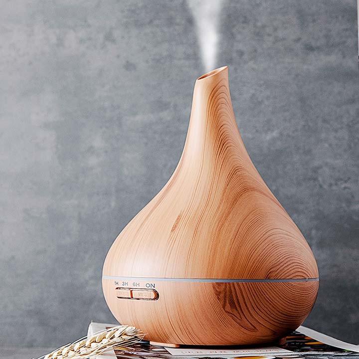 [ Bảo hành 6 tháng]Máy khuếch tán tinh dầu 400ml phun sương tạo ẩm bằng công nghệ siêu âm dáng bình vân gỗ sáng chế độ hẹn giờ tự tắt