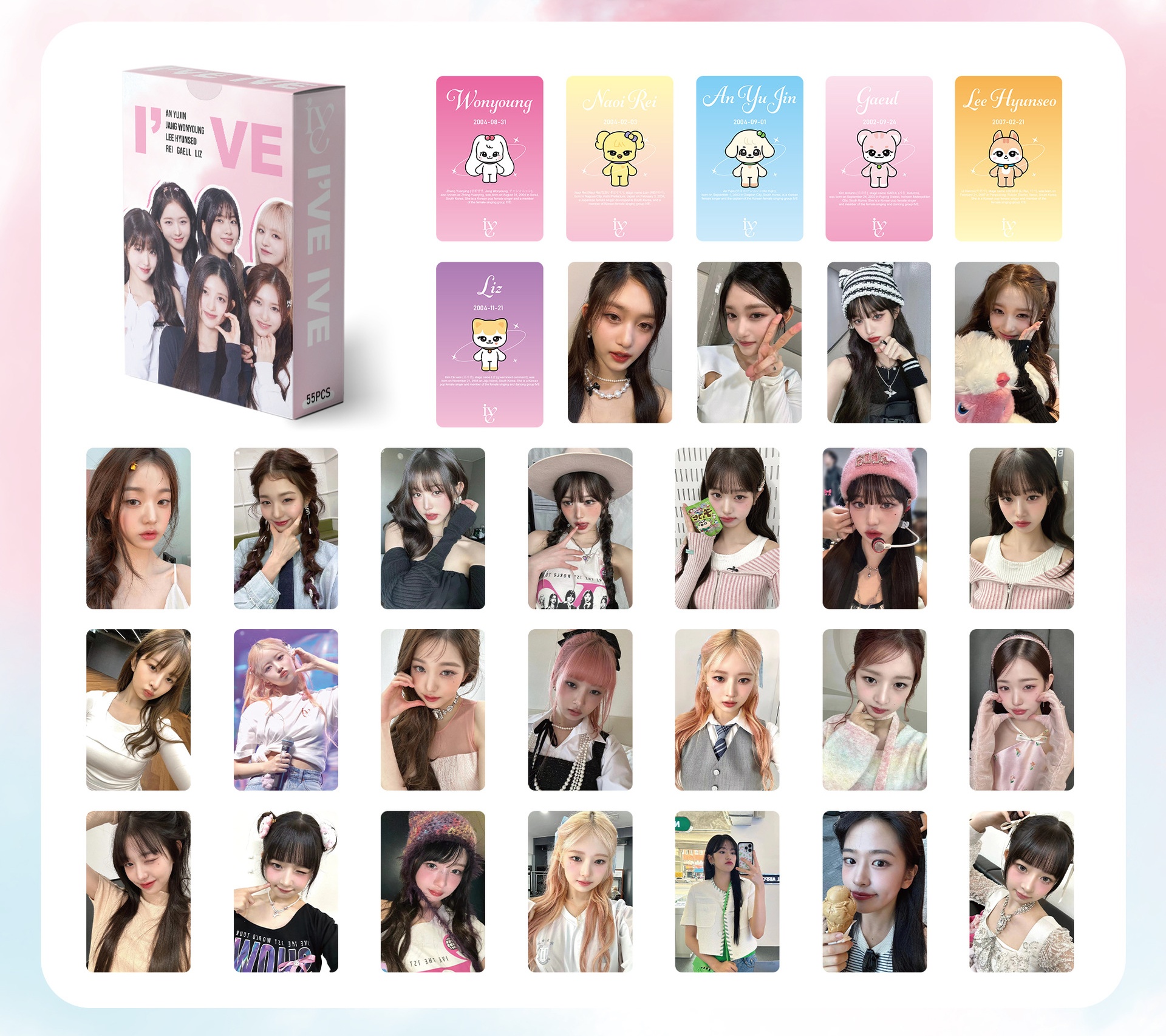 Set 55 lomo card IVE dễ thương 2026