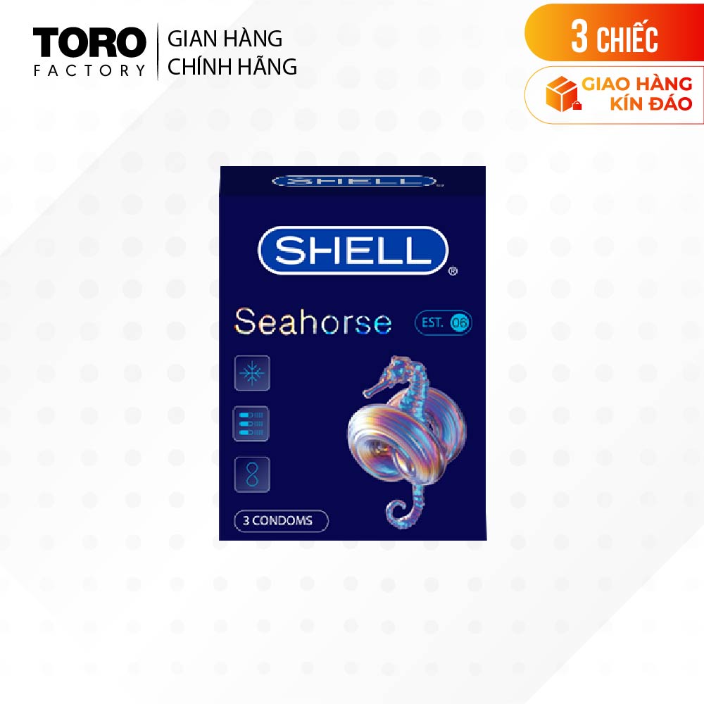 Bao cao su Shell Seahorse kéo dài thời gian - Hộp 3 cái | TORO FACTORY