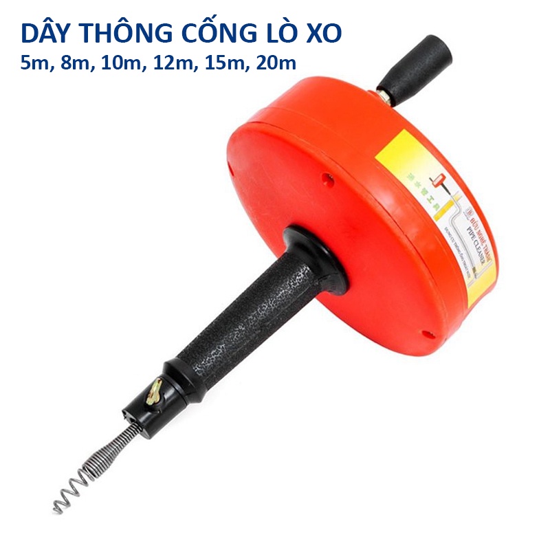 Dụng cụ thông tắc cống, thoát nước cho: lavabo, ống cống, ống thoát nước mưa, phòng tắm 3m - 5m - 8m - 10m - bửu nghệ thành