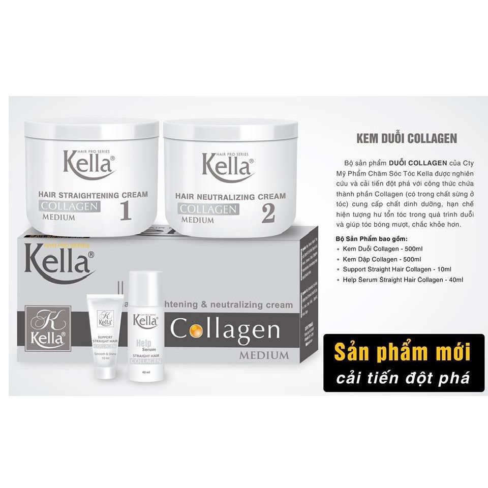 Kem duỗi tóc Collagen Kella 500mlx2