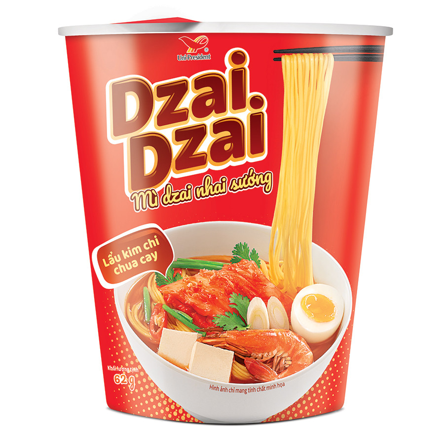 Thùng 24 ly mỳ dzai dzai vị lẩu kim chi chua cay siêu ngon(62gr/1 ly)
