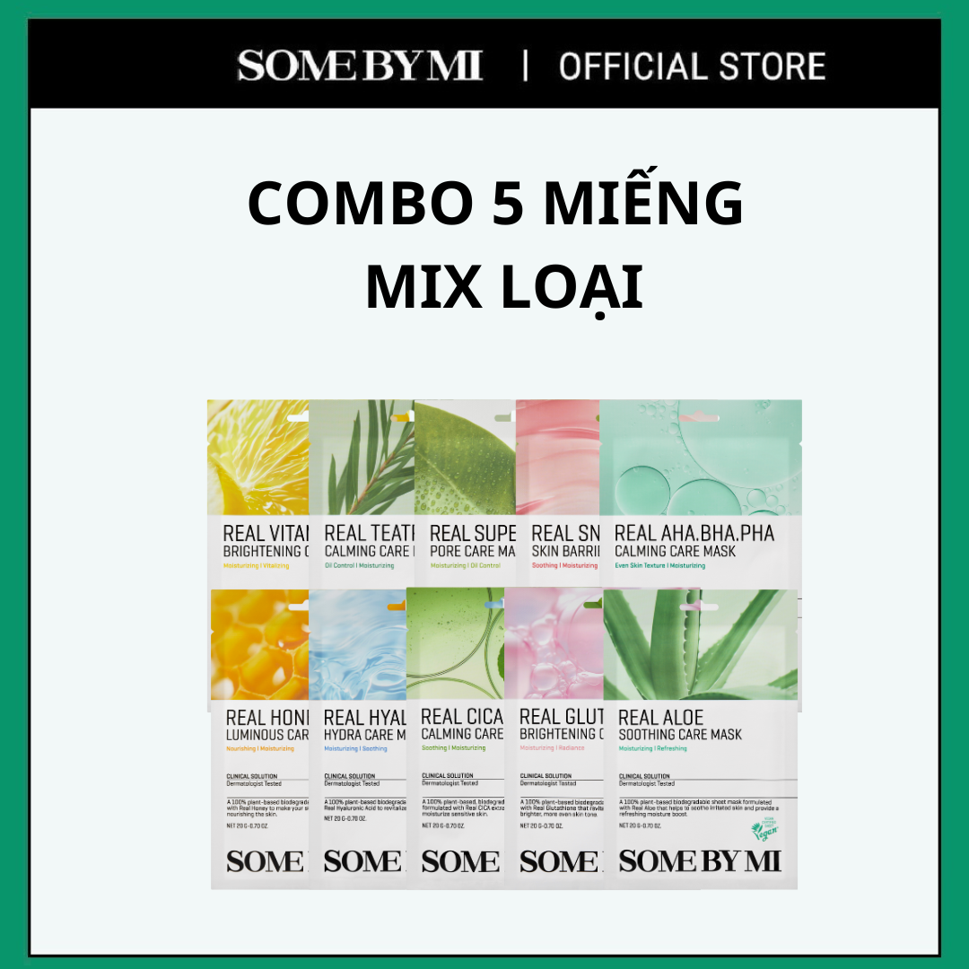  Combo 5 Mặt nạ dưỡng da Some By Mi Real Mask 20g cấp ẩm sâu làm dịu dưỡng trắng 