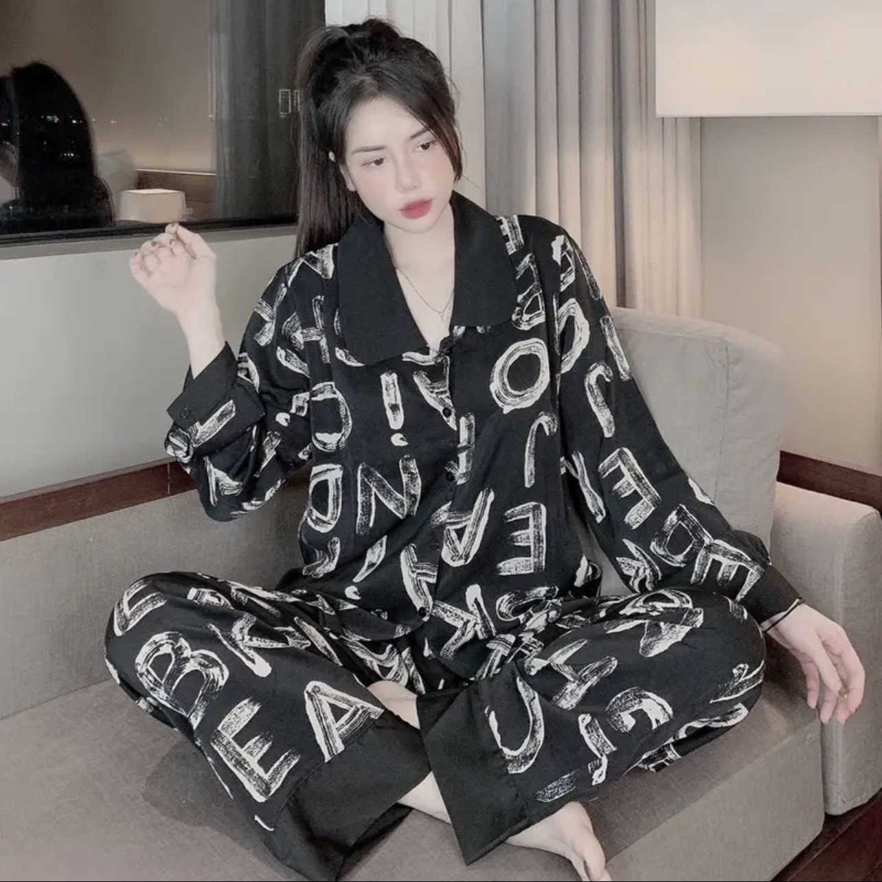 Bộ Pijama lụa 💕Mẫu mới nhất💕 tay dài, chất lụa mềm mịn mát 💯Ảnh thật