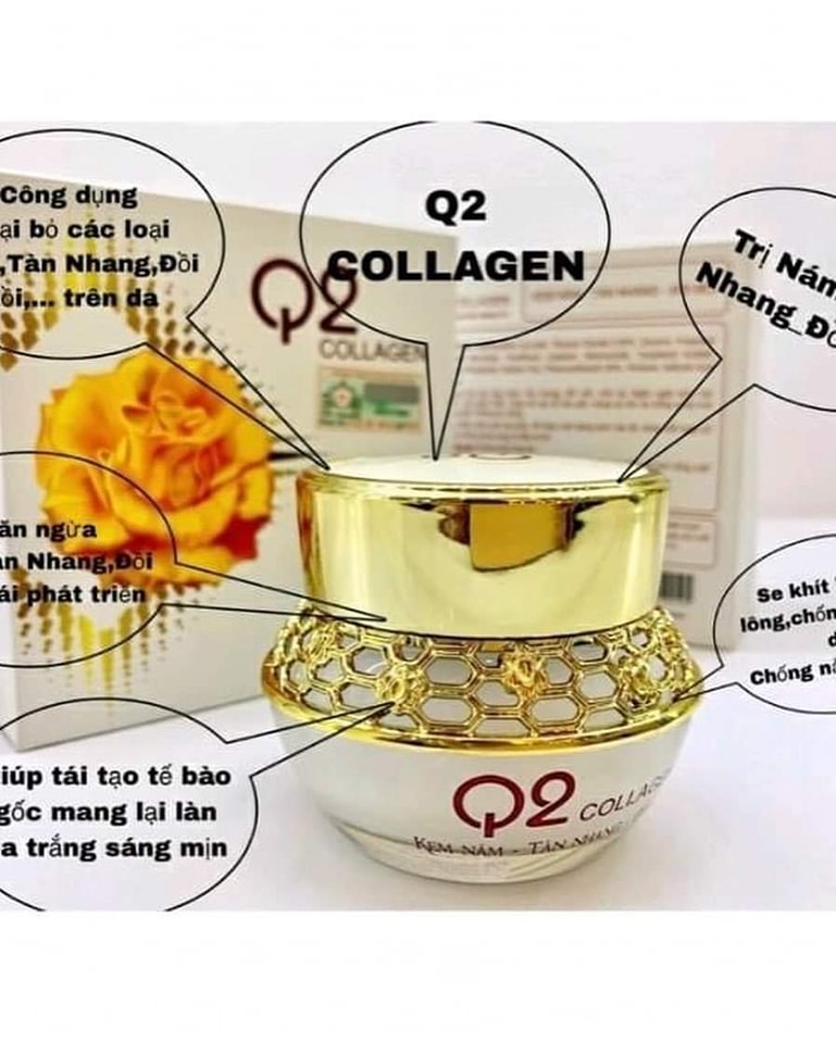Kem q2 collagen vàng giảm nám tàn nhang đồi mồi [hàng chính hãng}