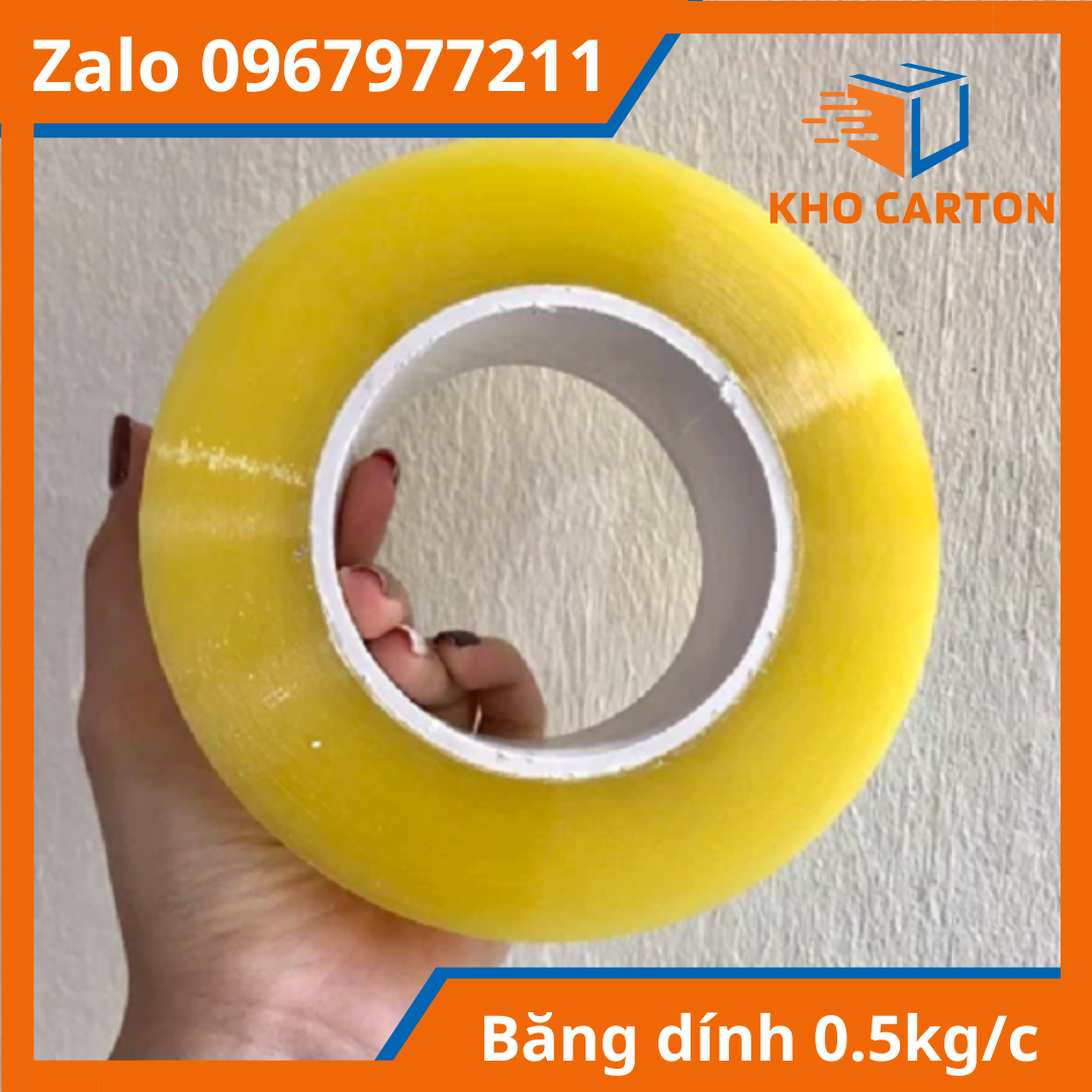 Cuộn băng dính đóng hàng 0.5kg lõi 3mm, băng dính đóng hàng 500g / cuộn