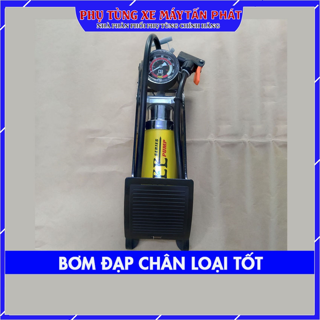 Bơm Đạp Chân 1 Xy Lanh Loại Tốt Dùng Cho Xe Đạp Xe Máy Ô tô Có Đồng Hồ Đo Áp Xuất hãng BEE