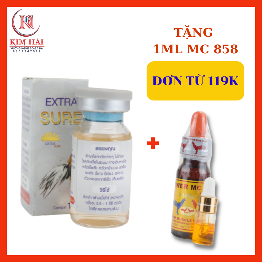 Extra Sure-lọ 10ml Thái Lan-[dạng nhỏ]-đ/ặ/c t/r/ị khò khè,sổ mũi,s/ư/n/g mặt cho gà đ/á n/h/a/n/h d/ứ/t đ//i/ể/m,không tái l/ạ/i nhiều lần,không ảnh hưởng gân gối.(tặng kèm kim tiêm)