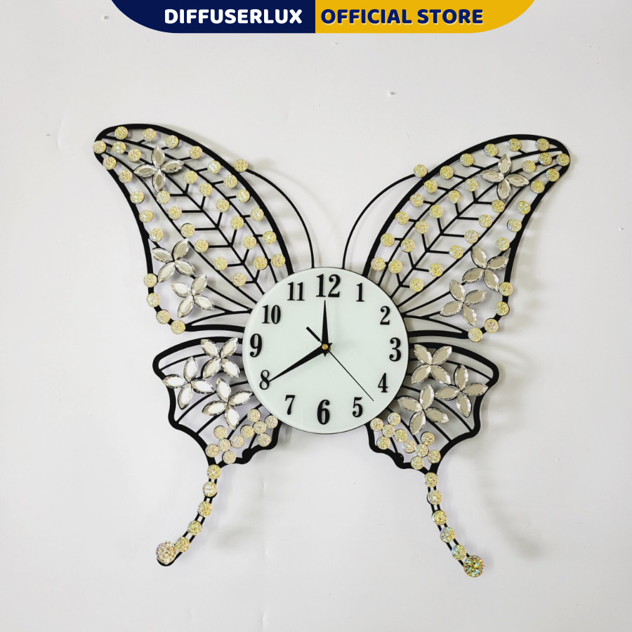 Đồng hồ treo tường kim trôi hình con bướm mã 695 phù hợp treo phòng khách, phòng ngủ - Diffuserlux