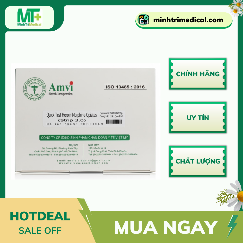Quick Test Heroin-Morphine-Opiates (Strip 3.0) Hộp 50 Test – Dụng Cụ Xét Nghiệm Nhanh Y Tế