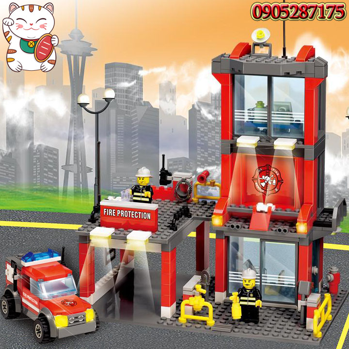 Trạm Cứu Hỏa 300 Chi Tiết Đồ Chơi Ghép Hình Lắp Ghép Thông Minh Gạch Khối Block Brick MOC DIY City Kazi