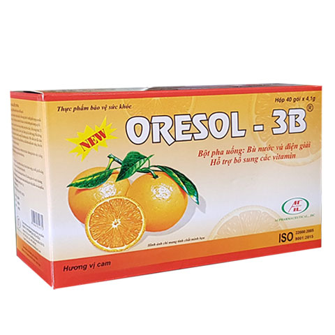 Bột pha uống ORESOL -3B Bù Nước Và Chất Điện Giải- Vị cam hộp 40 gói