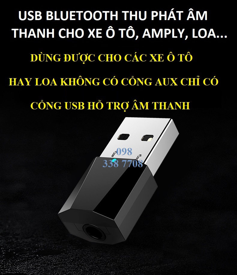 USB bluetooth thu phát âm thanh nổi cho ô tô, amply, loa và các thiết bị nghe nhạc, hỗ trợ cả các thiết bị không có cổng aux mà chỉ có cổng usb nghe nhạc