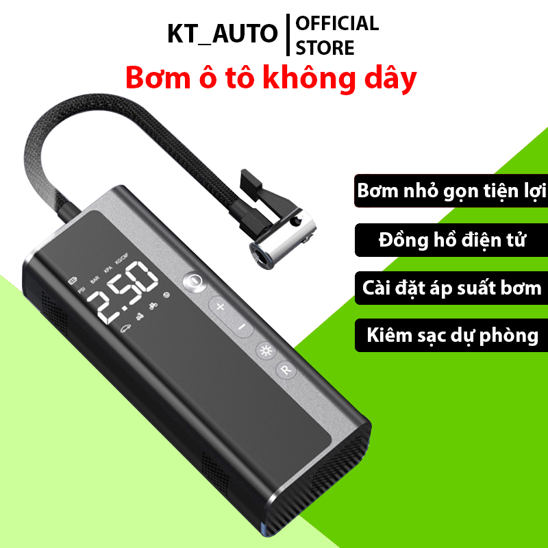 Máy bơm không khí 6000mAh, bơm lốp xe ô tô điện tử cao cấp, sạc dự phòng thông minh