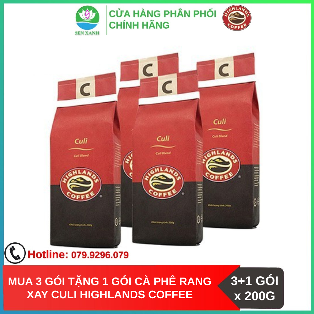 Mua 3 gói Tặng 1 gói cà phê rang xay Culi Highland Coffee 200g