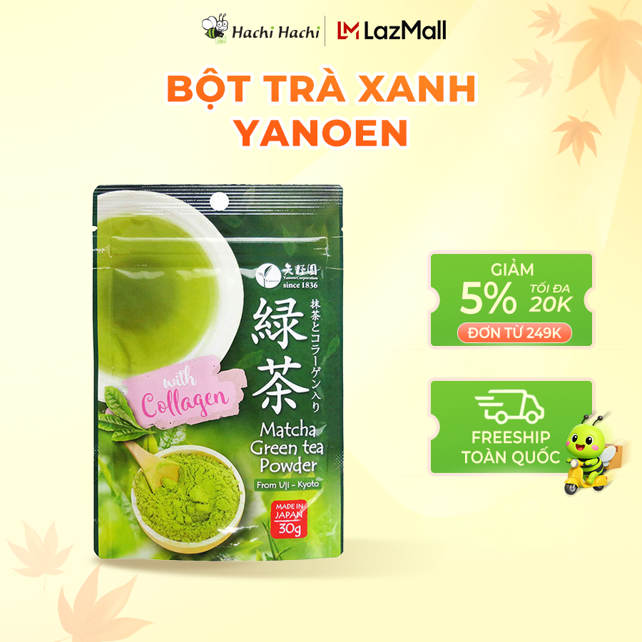 Bột trà xanh Matcha Collagen Yanoen 30g - Hachi Hachi Japan Shop