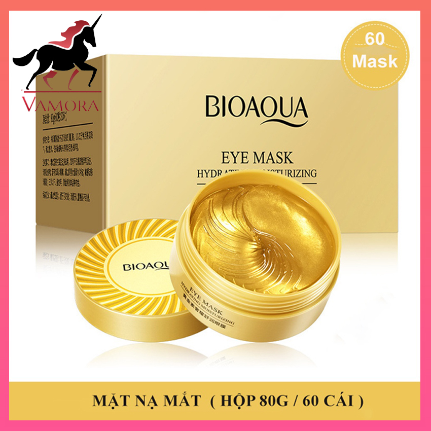 Vamora - bioaqua eye mask, mặt nạ mắt vàng hộp 60 miếng, giúp giảm thâm bọng mắt, vết thâm trên mặt, làm sáng da