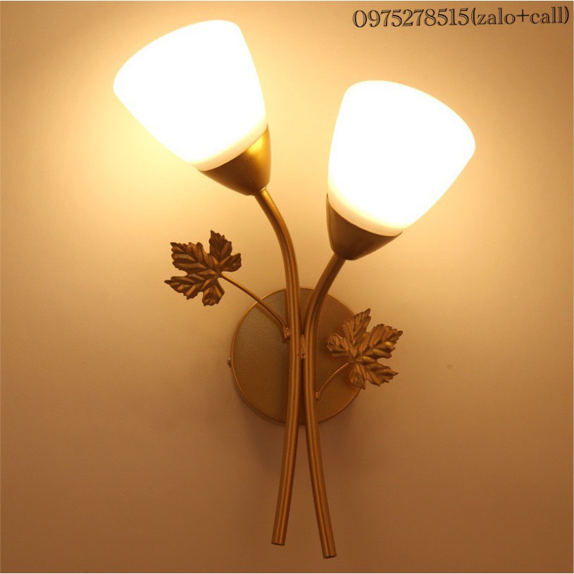 ĐÈN TƯỜNG HOA LY HỢP KIM THÉP TRANG TRÍ CẦU THANG LAN CAN, PHÒNG KHÁCH, PHÒNG THỜ...[ Tặng kèm bóng LED cực đẹp]