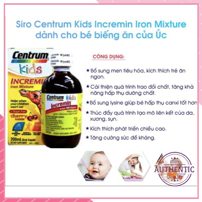 Siro Centrum Kids, si rô ăn ngon cho bé Centrum Kids của Úc 200ml - Hỗ trợ vượt trội cho bé phát triển toàn diện, siro ăn ngon, siro cho trẻ biếng ăn, siro cho bé biếng ăn, siro biếng ăn