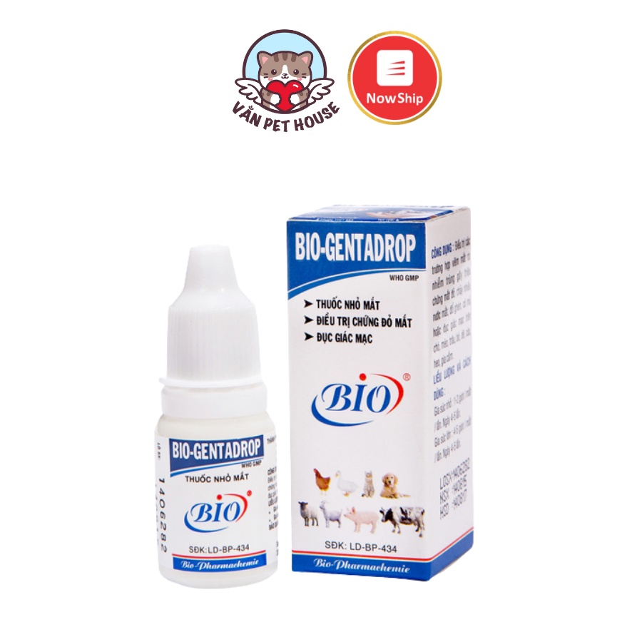 Chai nước nhỏ mắt bio-gentadrop 10ml cho thú cưng chó mèo