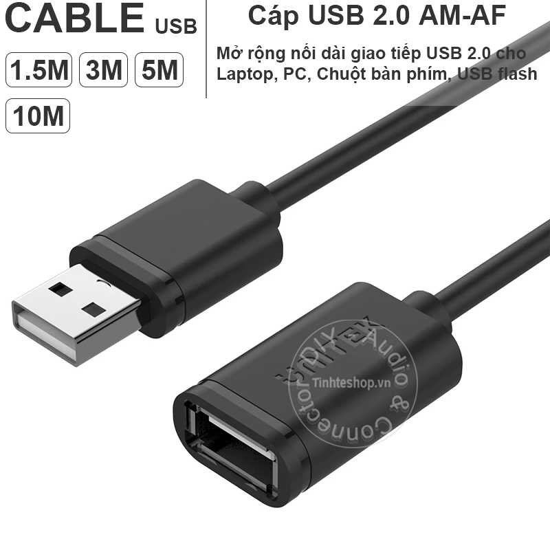 Dây usb đực cái kéo dài từ 1.5m đến 5m unitek - cáp usb 2.0 am-af